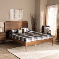 Baxton Studio MG0063-Walnut-Full Kassidy Classic and Traditional Walnut Brown Finished Wood Full Size Platform Bedh